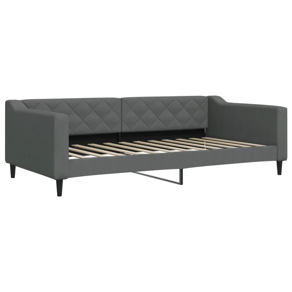 Divano Letto Estraibile Cassetti Grigio Scuro 100x200cm Tessuto