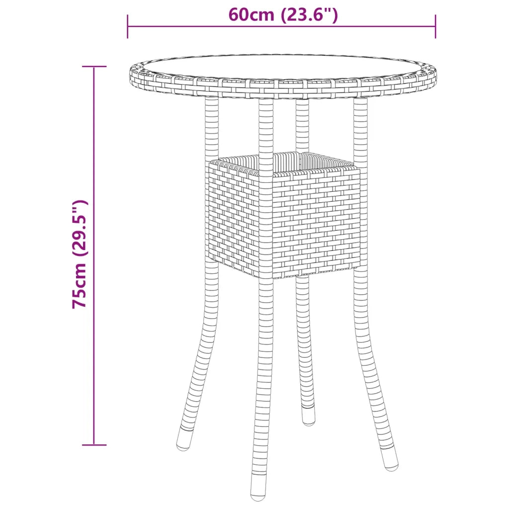 Set Mobili da Pranzo per Giardino 3 pz in Polyrattan Beige cod mxl 41752