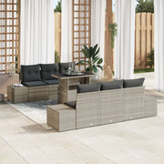 Set divano da giardino 7 pezzi con cuscini grigio chiaro in polirattan