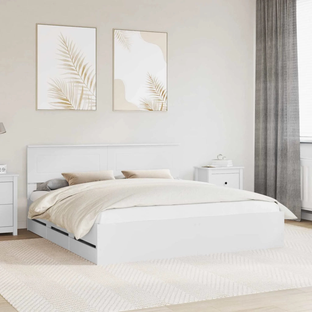 Struttura del letto Bianco 200 x 200 cm Legno Ingegnerizzato 3407949