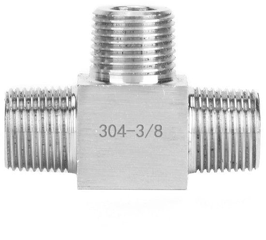 Connettori a tre vie in acciaio inossidabile 304 - maschio BSP - per acqua/gas/olio - alta pressione e temperatura - attacco.