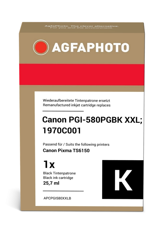 ORIGINAL Agfa Photo Cartuccia d'inchiostro nero APCPGI580XXLB ~600 Seiten