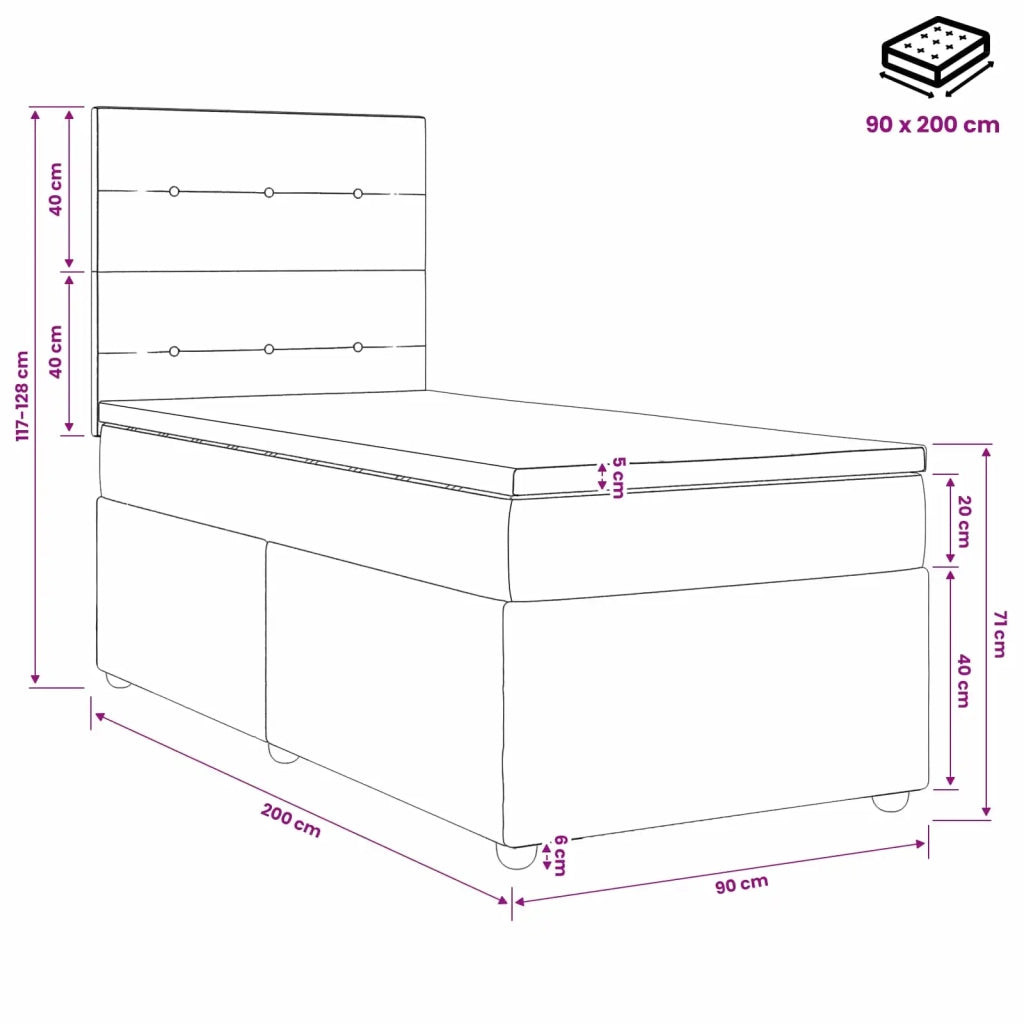 Letto box spring con materasso Marrone Scuro 90 x 200 cm 3453798