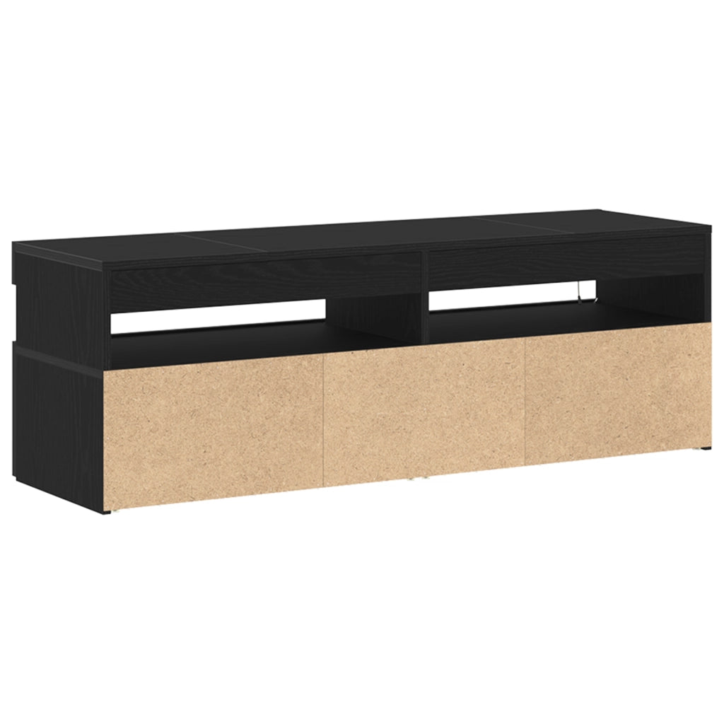 Mobile TV con LED Nero Rovere 120x35x40 cm Legno ingegnerizzato