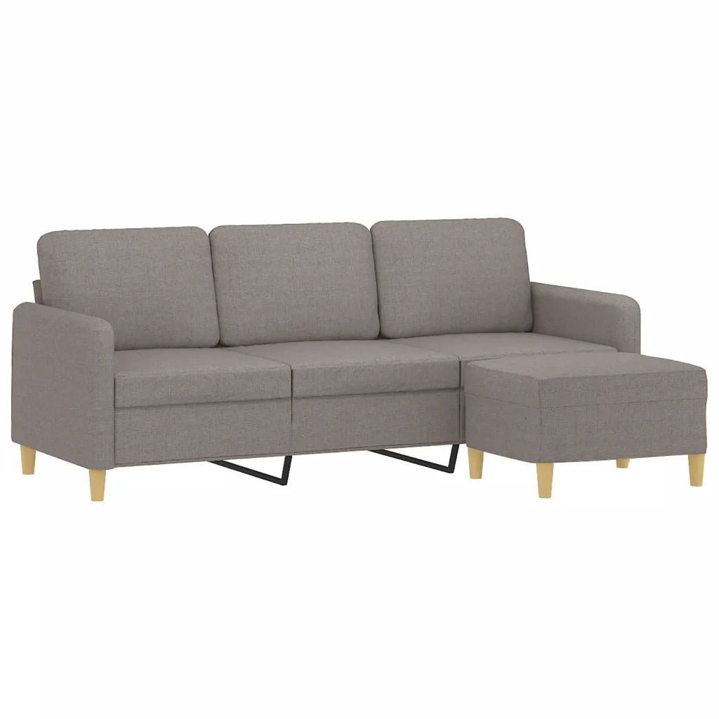 Divano a 3 Posti con Poggiapiedi-Sofa 3 Posti con Poggiapiedi Tortora 180 cm in Tessuto 985950