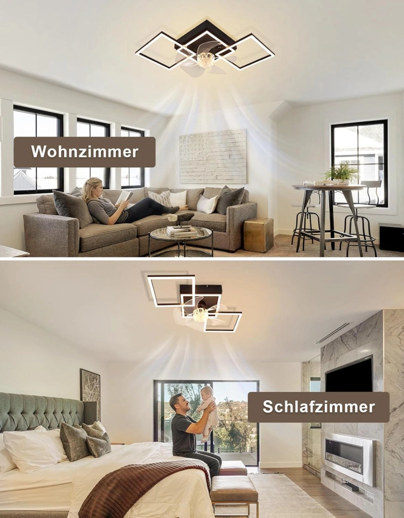 ZMH Ventilatore a Soffitto LED Moderno 68cm Intensità Luminosa Regolabile Telecomando per Soggiorno Sala da Pranzo