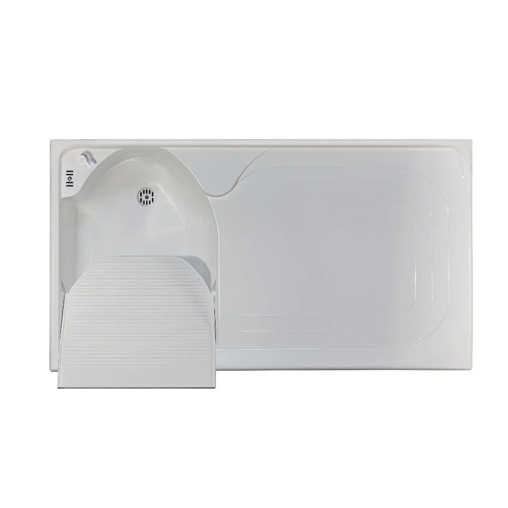 Mobile lavatoio 60x109 cm bianco con vasca in termoplastico, fondo salvagoccia e asse in termoplastico | Lavella