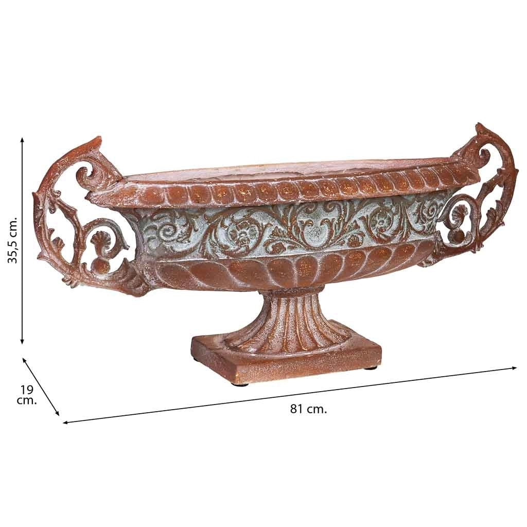 Centrotavola in rame magnesio 81x19x35,5h cm