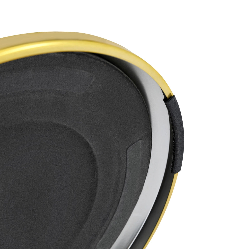 Tavolino rotondo in vetro temprato con base in metallo oro