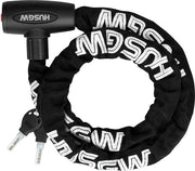 Sicurezza per esterno, catena di sicurezza 120 cm, 10 mm, livello di sicurezza alto, inclusa chiave anti-diefalto per blocco ruote leggero per la sicurezza esterna di scooter, motocicletta, tagliaerba ecc. (nero)