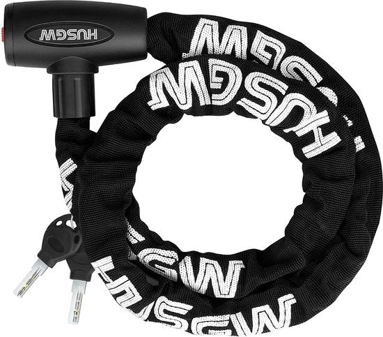 Sicurezza per esterno, catena di sicurezza 120 cm, 10 mm, livello di sicurezza alto, inclusa chiave anti-diefalto per blocco ruote leggero per la sicurezza esterna di scooter, motocicletta, tagliaerba ecc. (nero)