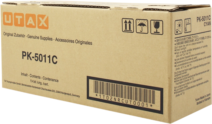 ORIGINAL Utax toner ciano PK-5011C 1T02NRCUT0 ~5000 Seiten