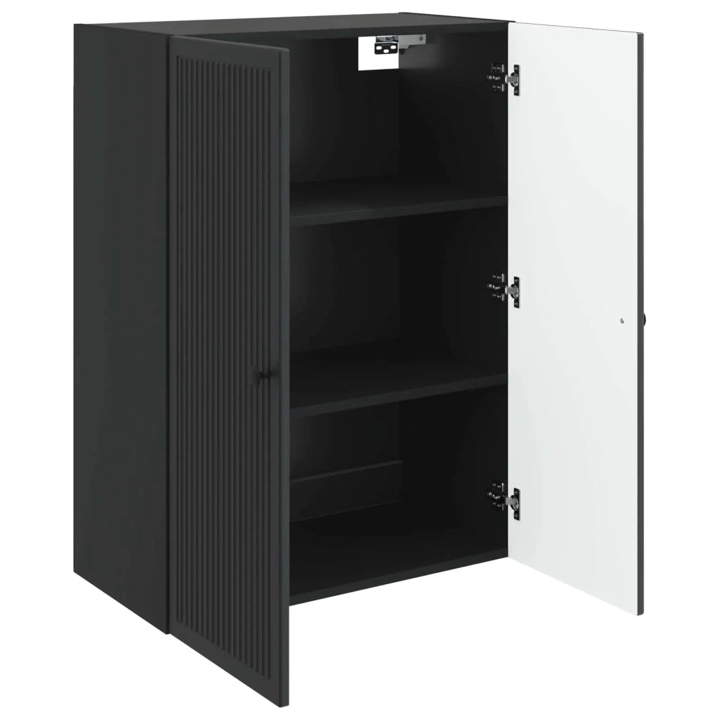 Mobiletto a muro Nero 66 x 34,5 x 90 cm Legno ingegnerizzato 897886