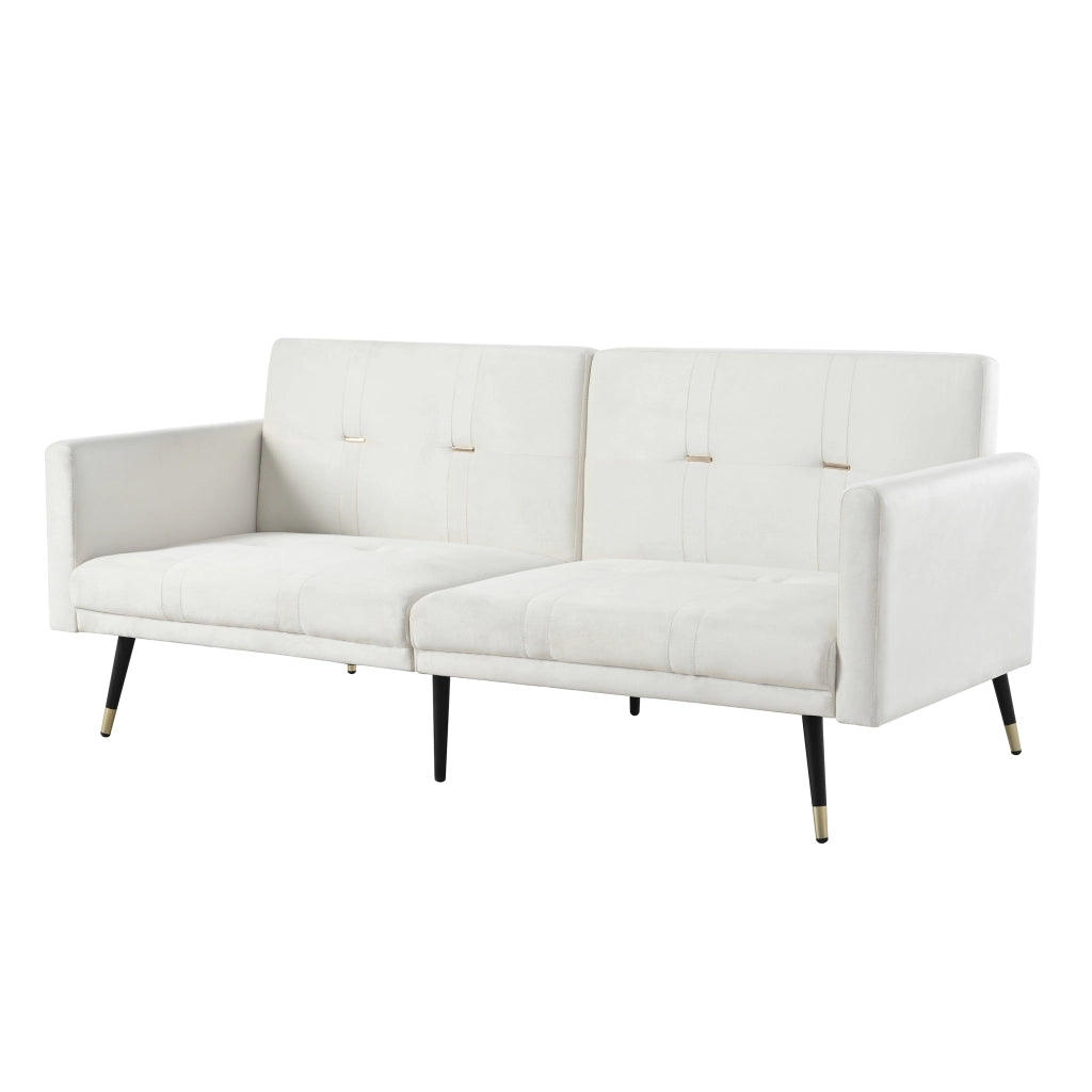 Divano letto 2 posti - con schienale regolabile e funzione letto - in velluto beige