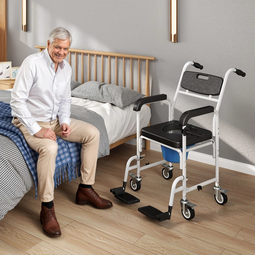 Sedia da doccia con ruote ¨C zephmum ¨C 53x97x97 cm, nero