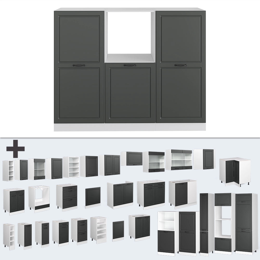 Cucine componibili piccole R-Line Antracite rustico/Bianco 180 cm senza piano di lavoro Vicco