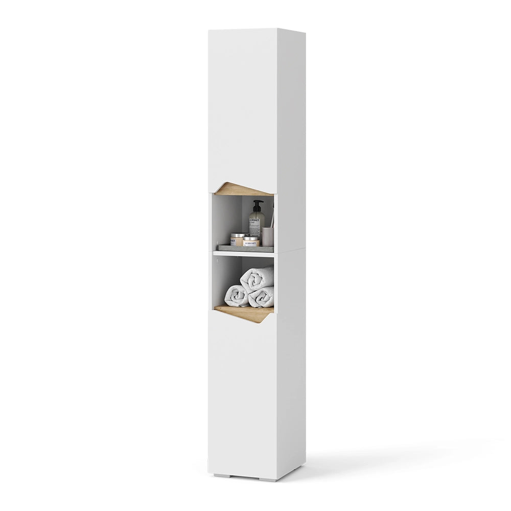 Vicco Armadio per il bagno Bianco 30 x 180 cm con ante e vani a giorno