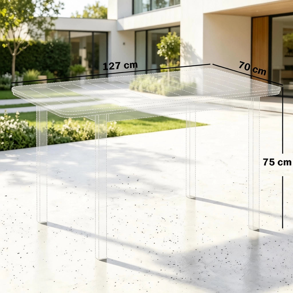 TAVOLO DA GIARDINO 127x70x75 cm Marrone Effetto Legno Metallo e Plastica
