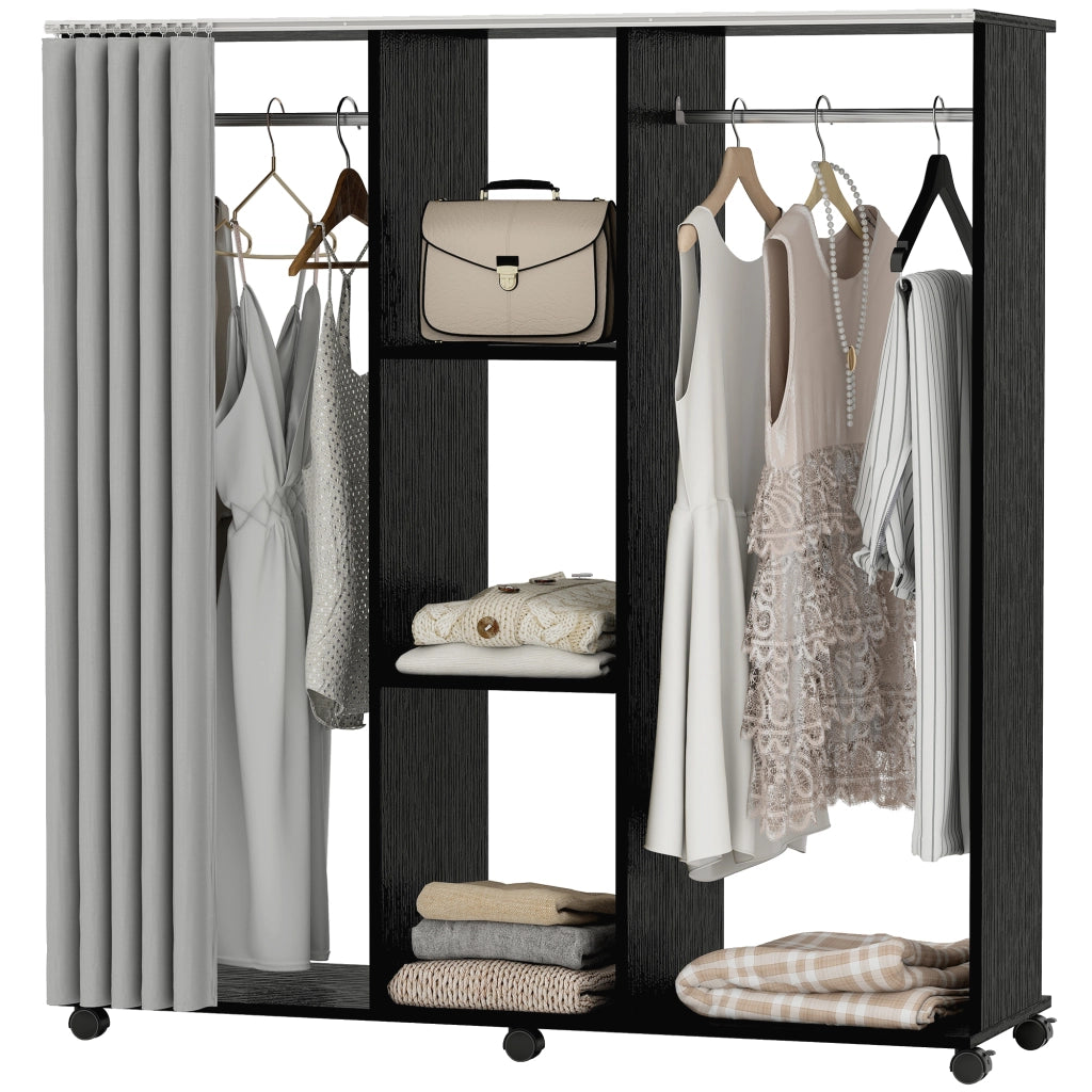Armadio scorrevole con appendiabiti ¨C zephmum ¨C Nero 120x40x128 cm