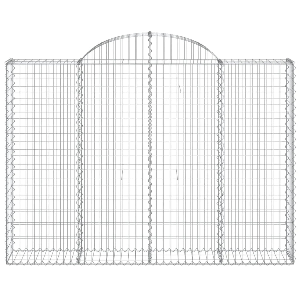 Cestini gabbioni recinzione a gabbia muro di contenimento ad arco 7 pezzi 200 x 30 x 140/160 cm ferro zincato argento 02_0041071