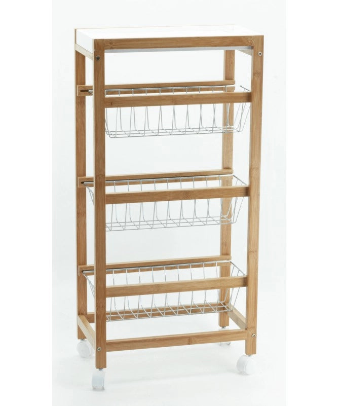 CARRELLO CUCINA TORONTO 3 CESTI MDF NAT/BCO FFI 40X22X83 CM