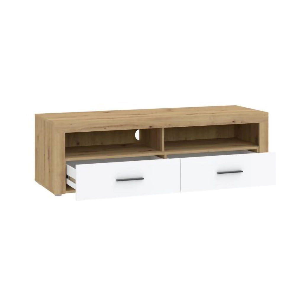 Lilazafa, Mobile Porta tv 2 Cassetti, 155x50x48h cm Bianco