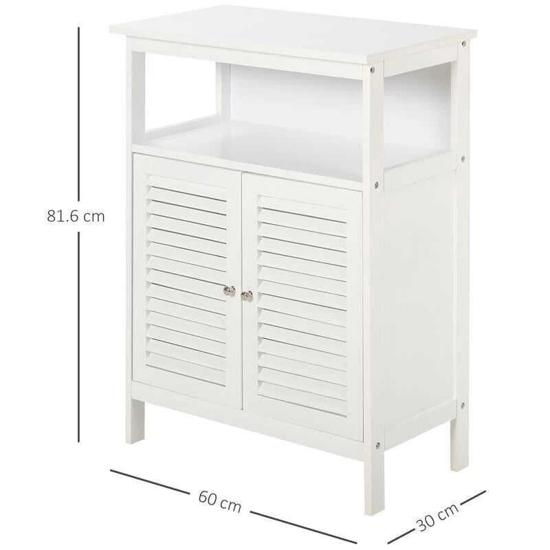 MOBILETTO DA BAGNO IMPERMEABILE CON 2 RIPIANI E ARMADIETTO MDF BIANCO