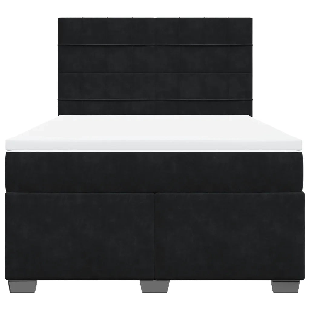 Giroletto a Molle con Materasso Nero 160x200 cm in Velluto