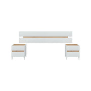 Testiera letto Dado, Spalliera, Testata per camera da letto, Poggiatesta, 216x3 h47 cm, Bianco e Rovere Nodi