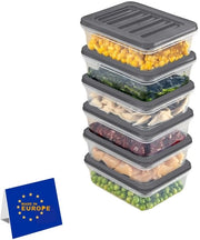 Contenitori per alimenti stivellabili, set di contenitori di archiviazione, organizzatore per frigorifero e congelatore con coperchio, resistente al gelo fino a -25 °C, scatole riciclabili per carni (6x600)