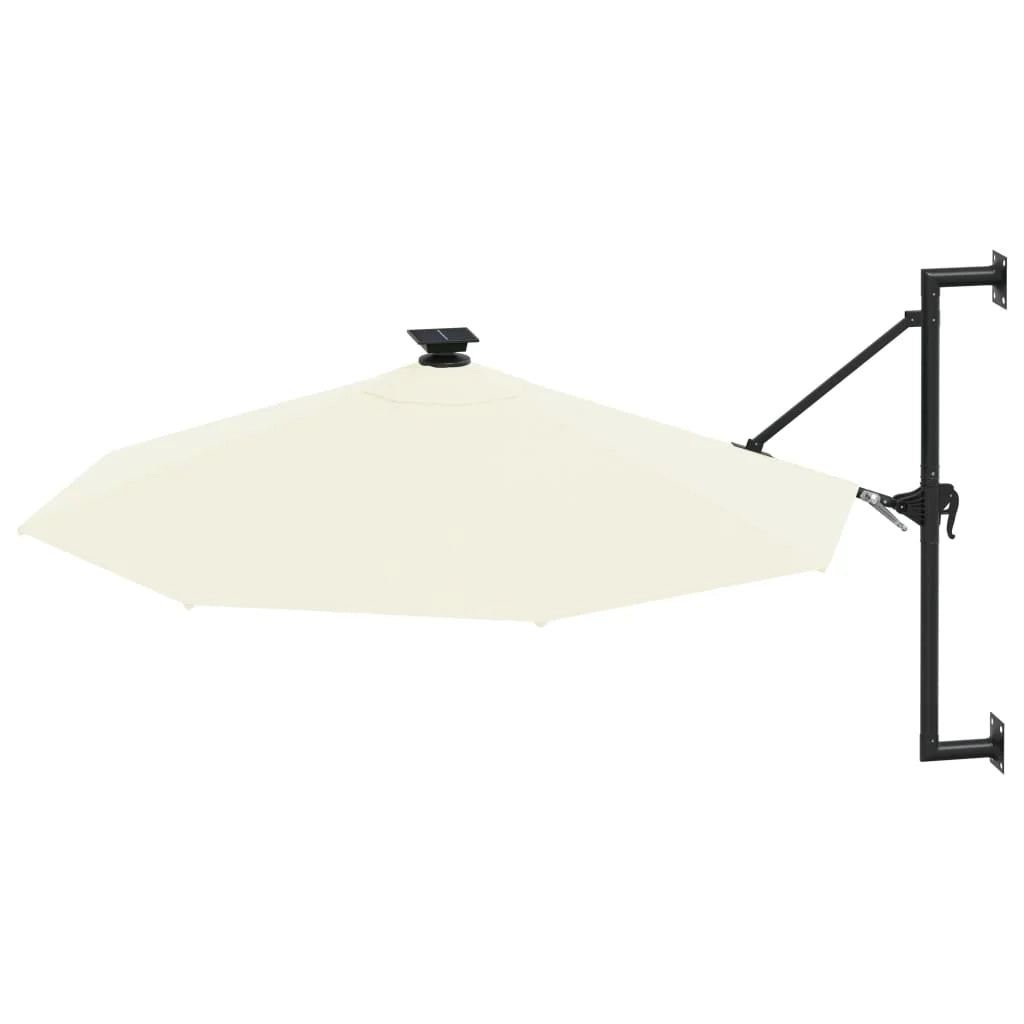 Ombrellone da parete con palo in metallo e illuminazione a LED 300 cm colore sabbia 02_0008694