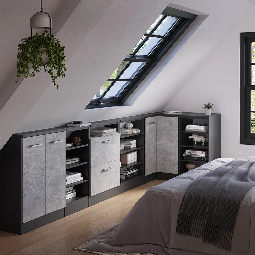 Mobile sottotetto Rion Antracite/Antracite 80 x 83.8 cm con 4 scomparti Vicco