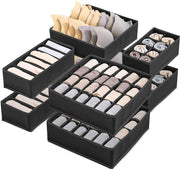 Set di 8 contenitori per capi, organizzatore di carico, cassetti per abbigliamento, contenitore di tessuto, contenitore pieghevole per reggiseni, cravatte, mutande, calze, sciarpe, contenitore pieghevole (nero)