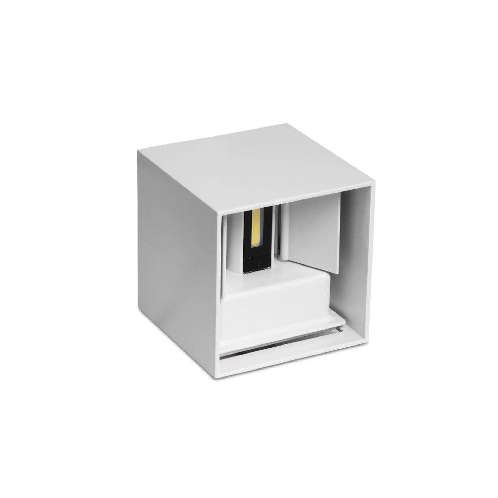 Applique lampada design moderno a led cob forma cubo 6w bianco con luce calda 3000K