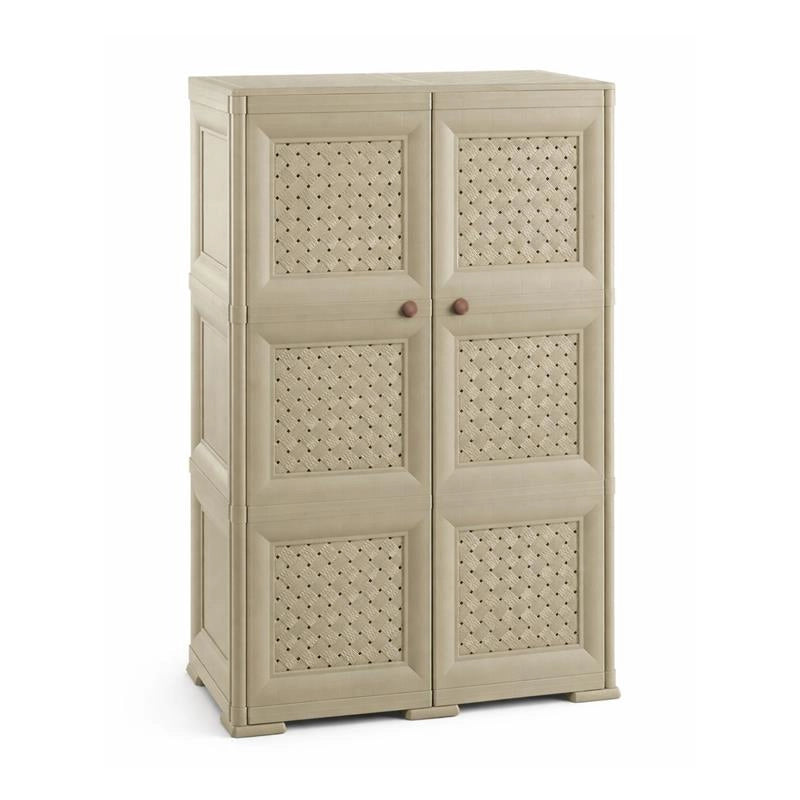 ARMADIO 3 MODULI TALPA 79X43X125 CM CON ANTA TRAFORATA – MOBILE VERTICALE CONTENITORE PER ZONA LIVING E INGRESSO