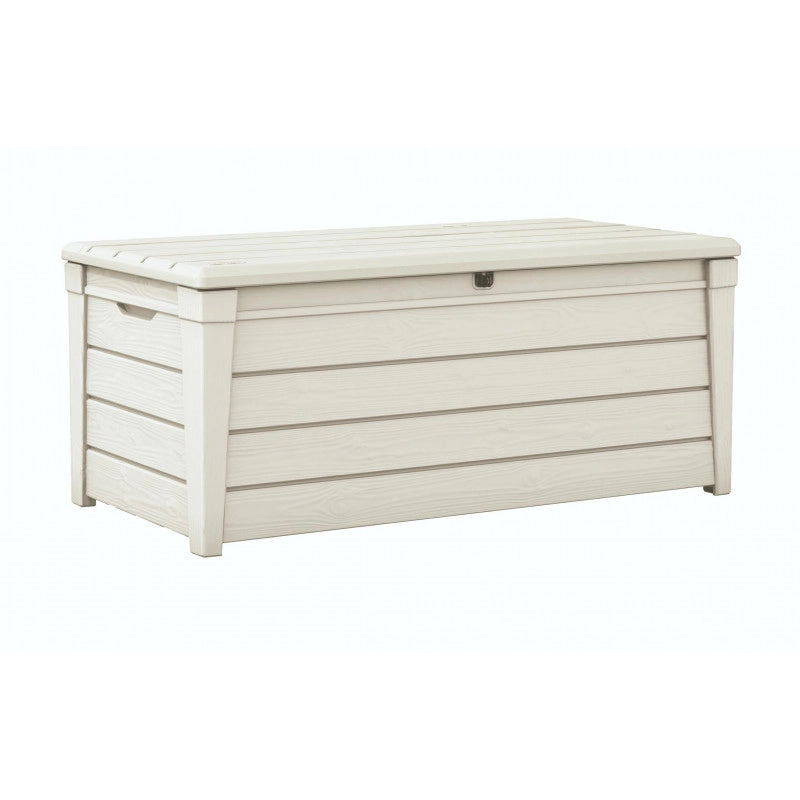 Baule da Piscina Brightwood 454L con Struttura in Metallo e Pistoni - Effetto Legno Bianco - Keter
