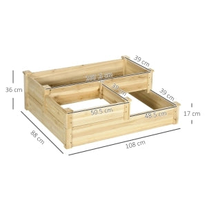 Aiuola rialzata a 3 livelli in legno di abete naturale per giardino e balcone