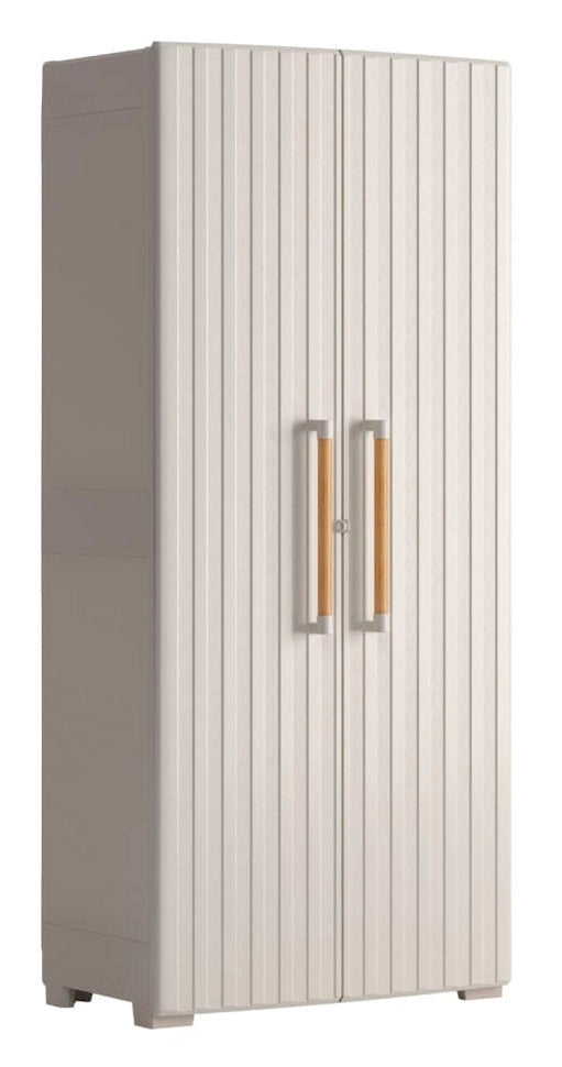 Armadio da Esterno 8 Ripiani 80x45x180H cm in Plastica Keter Groove Multispace Sabbia/Beige