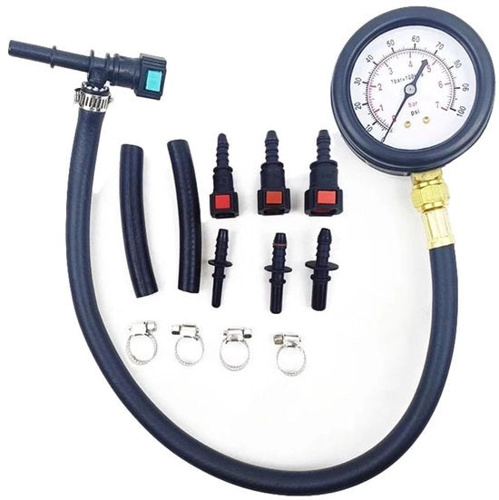 Apparecchio di prova della pressione 0-100 PSI - Manometro - Drukmetro - Pompaggio del carburante - Valvola - Materiale plastico/Metallo