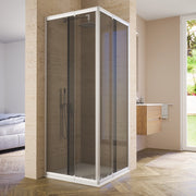 Box doccia estensibile 70-90x70-90 cm vetro 6mm fumè con profili in alluminio anodizzato | Nuuk
