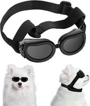 Sole da Cane - Occhiali da Cane - Resistenti ai Raggi UV - Con Cintura Elastica Regolabile - Comfort - Eterno - Stoffa - Ripiegabile - Occhiali da Sole per Cani Piccoli e Medio Grandi - Occhiali da Sole per Cani - Regali per Cani - Nero