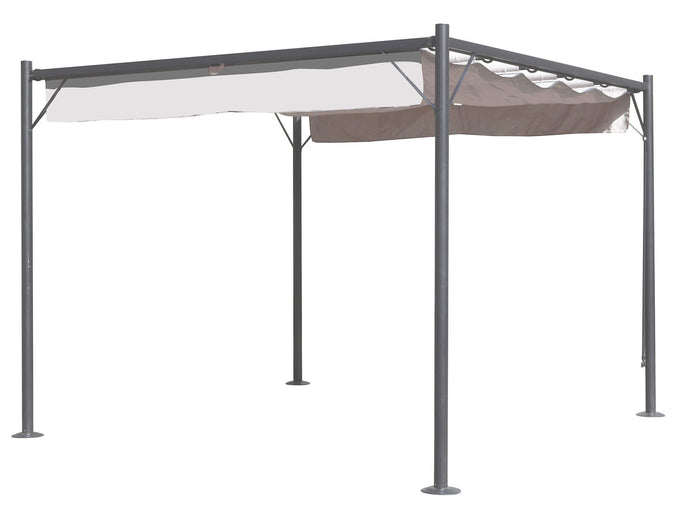 Pergola da Giardino 3x3m in Acciaio e Poliestere Grigio Chiaro