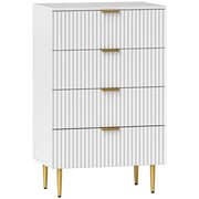 Cassettiera 4 cassetti ¨C Xylo ¨C bianco con maniglie e piedi dorati 60x40x96 cm