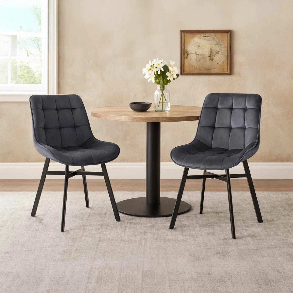 Sedia da Pranzo Colby grigio scuro,Velluto