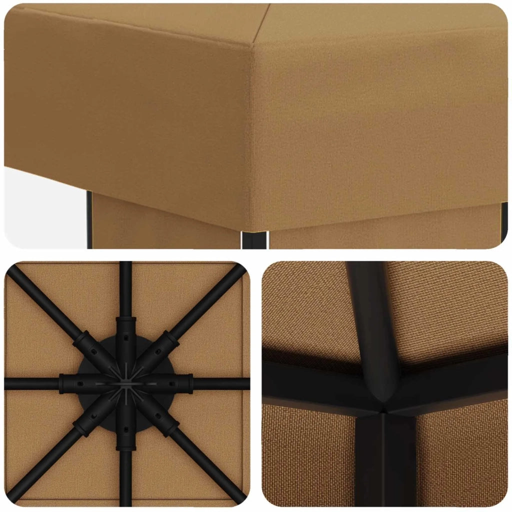 Gazebo 3 x 3 m Beige Poliestere e Acciaio 190 900349