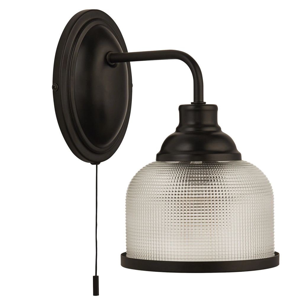 Applique Contemporanea Highworth Acciaio Nero Trasparente 1 Luce E27
