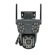 Telecamera di sorveglianza con 3 lenti, 3 obiettivi da 6 MP, WIFI 2.4GHz, rotazione a 360 gradi PTZ con sensore di movimento, allarme, rilevamento umano e applicazione IPC360 Home