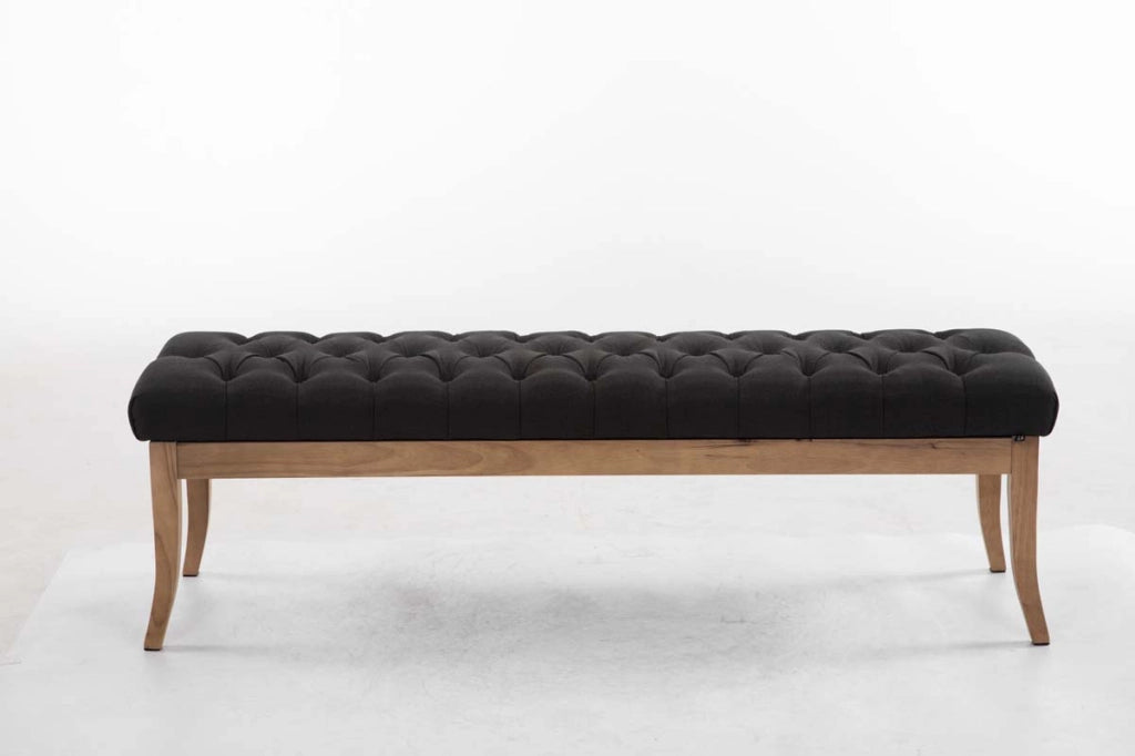 Panca design RAMSES in legno chiaro antico tessuto grigio scuro,150 cm
