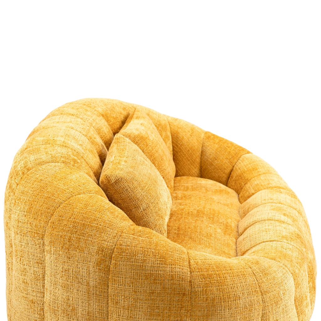 Poltrona pouf con braccioli e memory foam per soggiorno e camera in ciniglia gialla