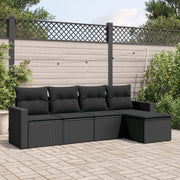 Salotto da Giardino-Set Divani da Giardino 5 pz con Cuscini in Polyrattan Nero 566954